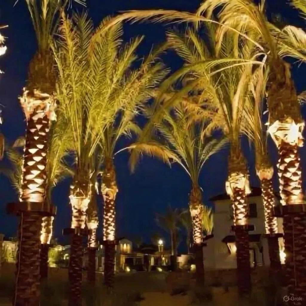 Architectural Lighting in the UAE: How Modern LED Technology Shapes Aesthetic Indoor & Outdoor Spaces 4 palm tree ring light 23